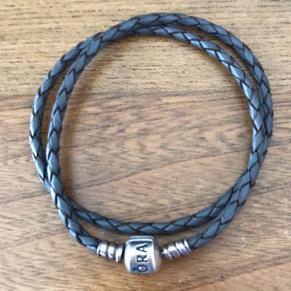 Pandora Jewelry - Pandora Grey Double Wrap Leather Bracelet